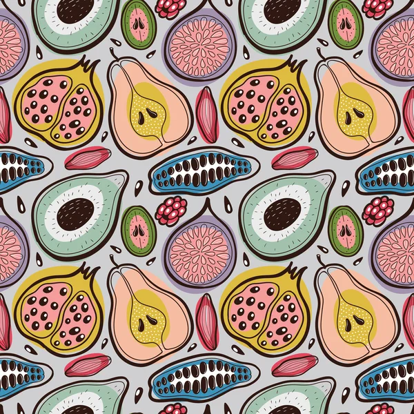 Modèle sans couture de fruits — Image vectorielle