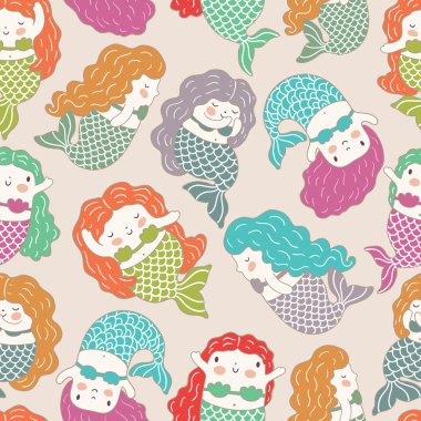 Küçük Deniz kızları seamless modeli