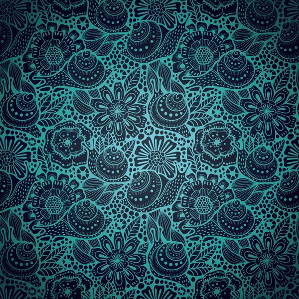 Αφηρημένη άνευ ραφής λουλουδάτο μοτίβο με σαλιγκάρια — Διανυσματικό Αρχείο
