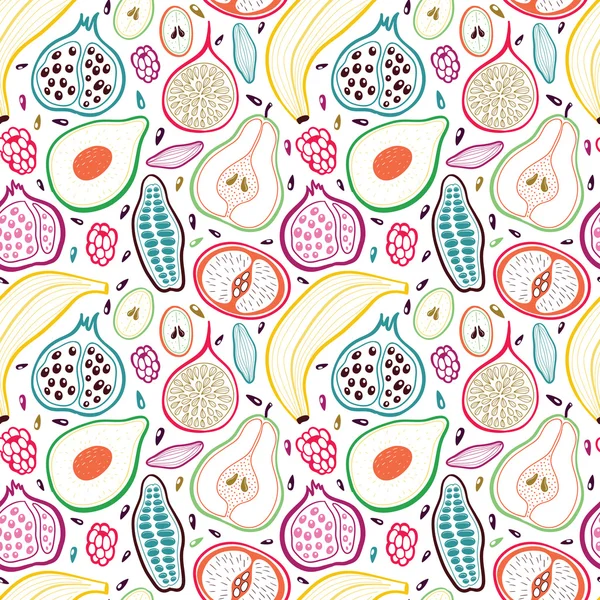 Modèle sans couture de fruits — Image vectorielle