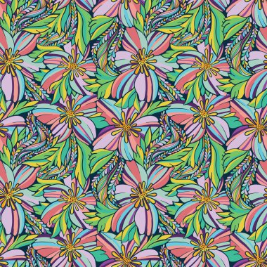 renkli kesintisiz çiçek desenli