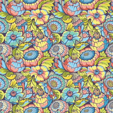 Colorful seamless floral pattern clipart