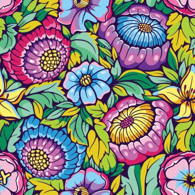 renkli kesintisiz çiçek desenli