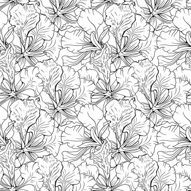 Tek renkli kesintisiz çiçek vektör desen