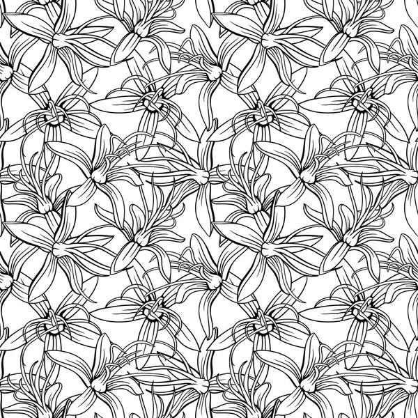 Patrón vectorial floral monocromo sin costura — Vector de stock