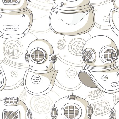 Retro Dalış kask seamless modeli