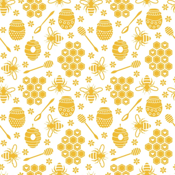Patrón sin costuras con abejas y miel Gráficos Vectoriales