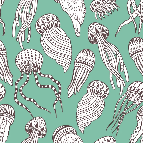 Jellyfishes seamless pattern — Stock Vector