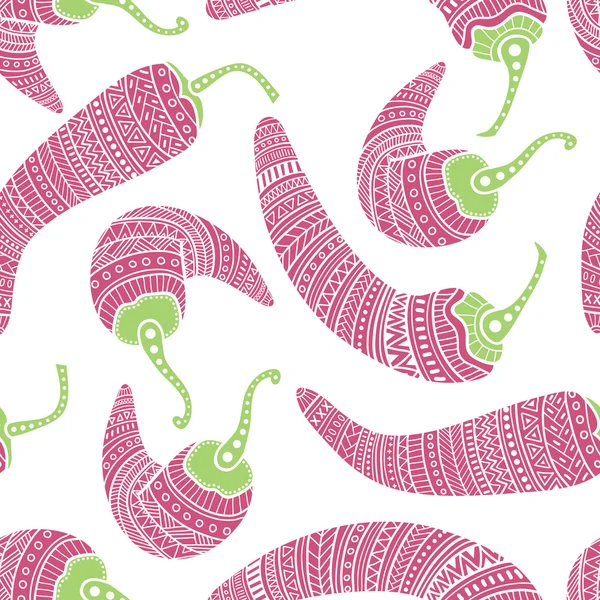 Red chili peppers seamless vector pattern — Stock Vector