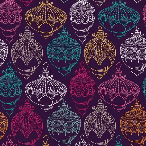 Boules de Noël motif sans couture — Image vectorielle