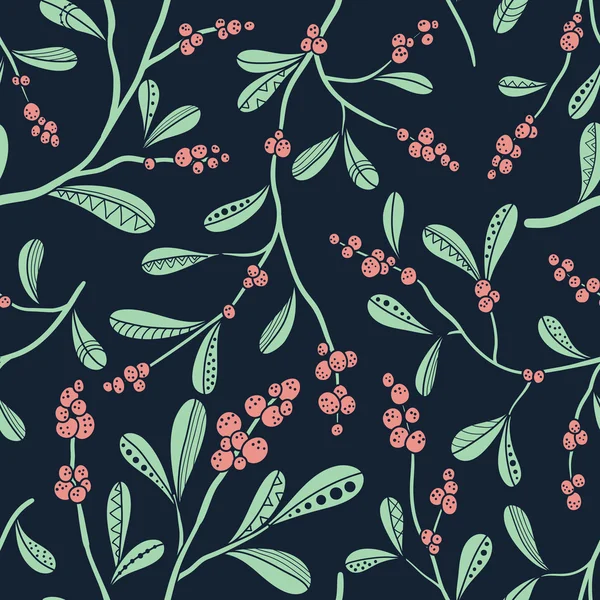Christmas seamless pattern with mistletoe — Stock Vector