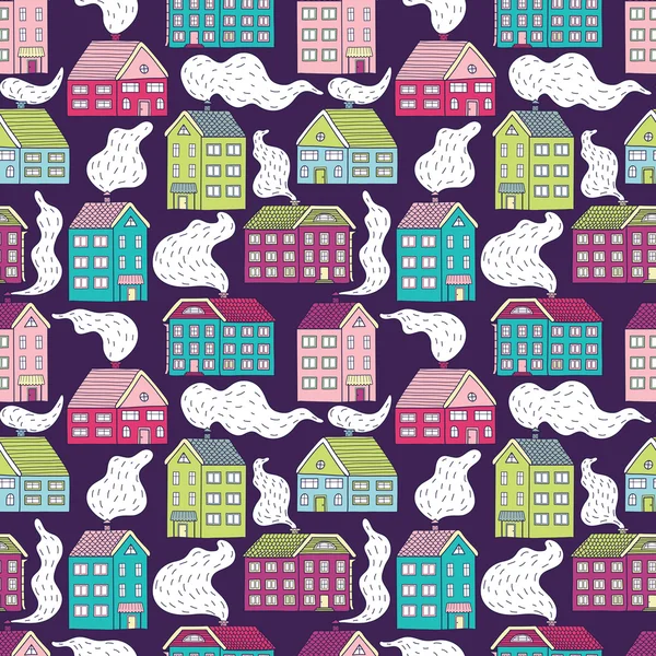 Houses seamless pattern — Stock Vector