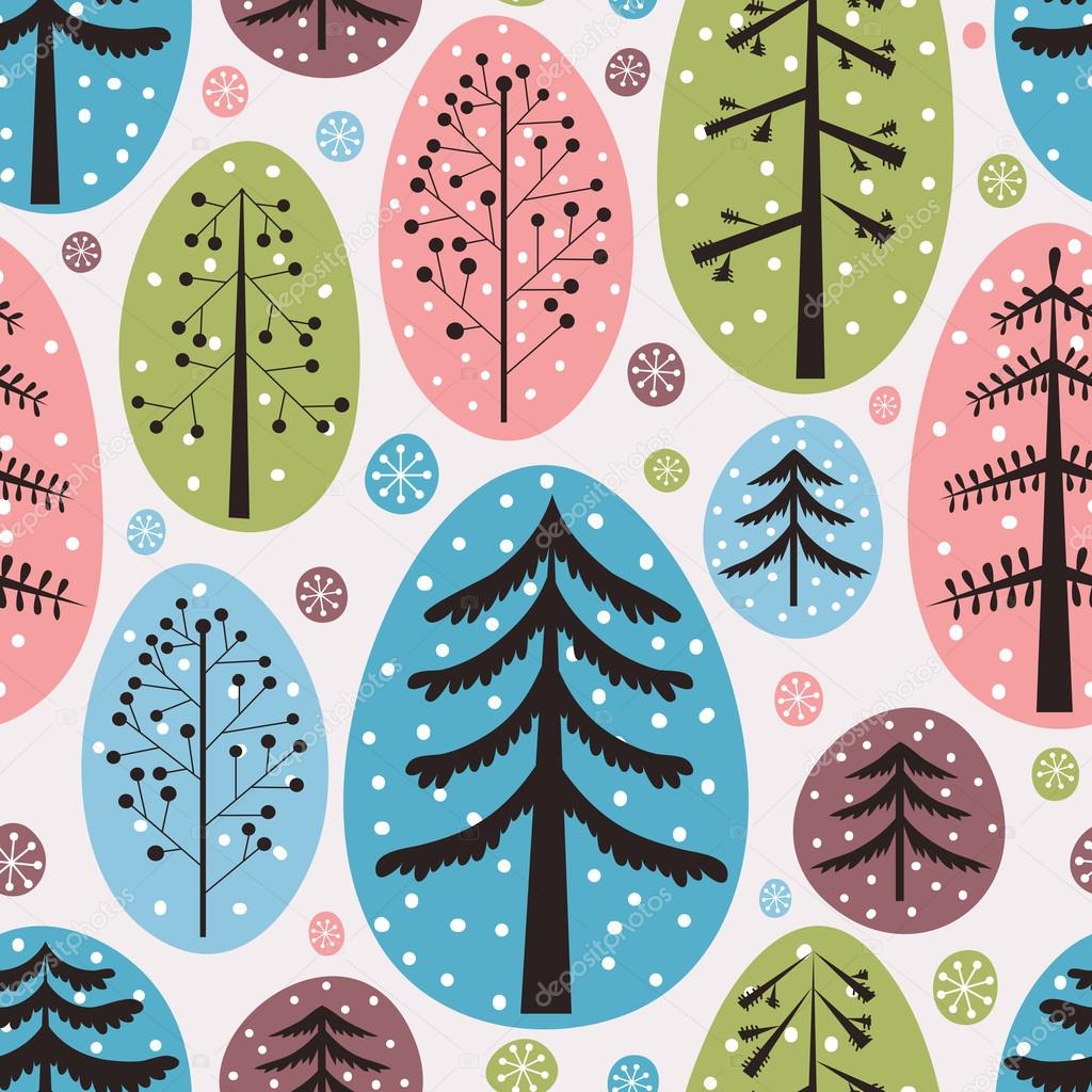 Fir trees seamless pattern