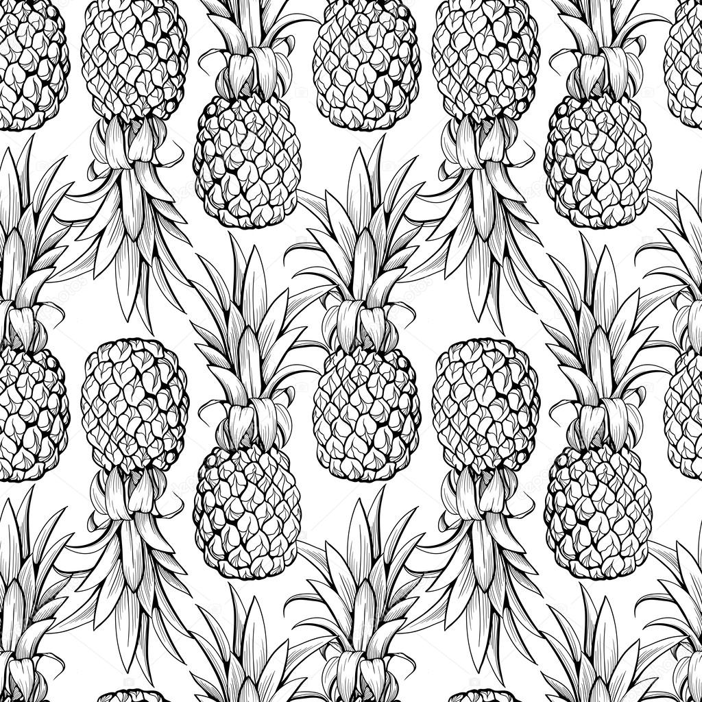 Pineapples seamless pattern