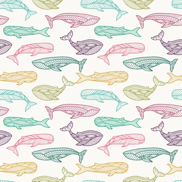 Whales seamless pattern — Stock Vector