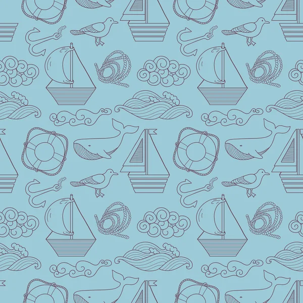 Sea seamless pattern — Stock Vector