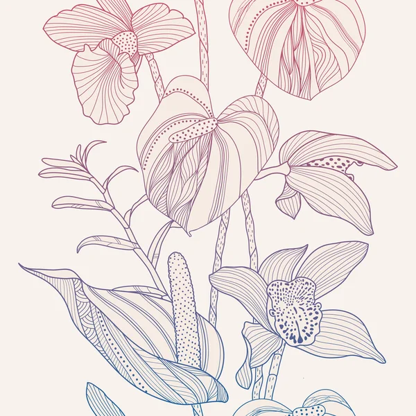 Patrón floral sin costuras — Vector de stock