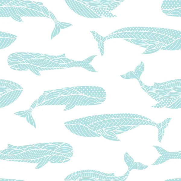 クジラのシームレスなパターン — ストックベクタ