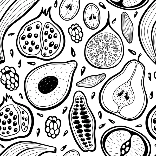 トロピカル フルーツのシームレスなパターン — ストックベクタ
