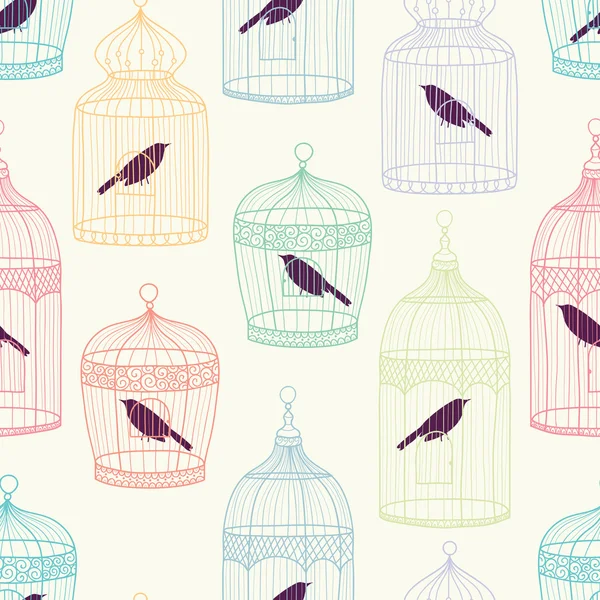 Modèle sans couture de cages d'oiseaux — Image vectorielle