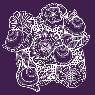 salyangoz ile çiçek arka plan