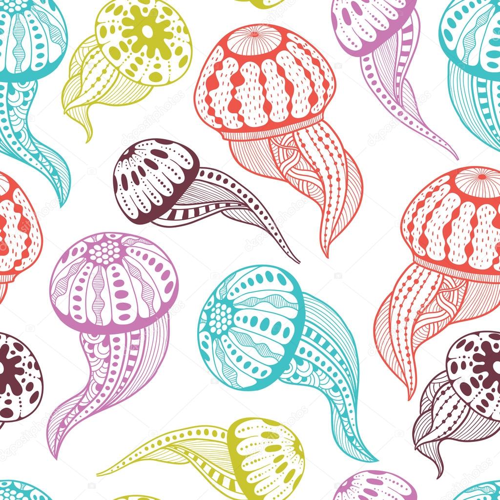 Jellyfishes seamless pattern