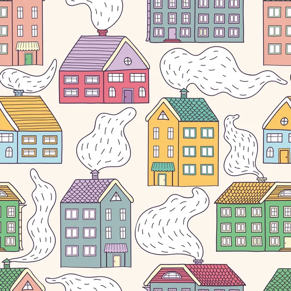 Houses seamless pattern — Stock Vector