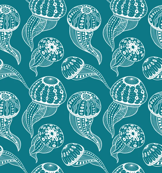 Jellyfishes seamless pattern — Stock Vector