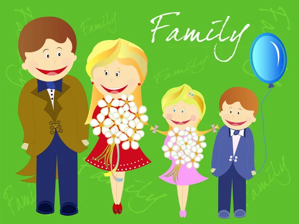 Famille heureuse et mignonne — Image vectorielle