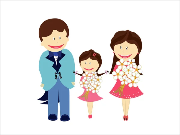 Familia feliz y cortada — Vector de stock