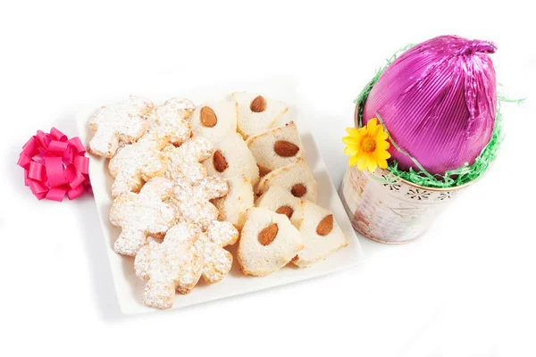 Chocolate egg and almond cookies Stock Picture