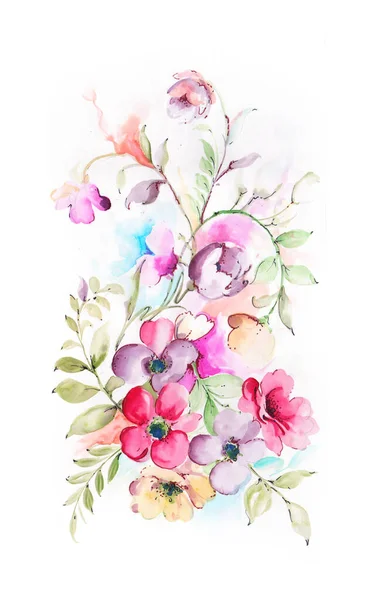 Vacker Konstnärlig Gren Blommor Vit Bakgrund — Stockfoto