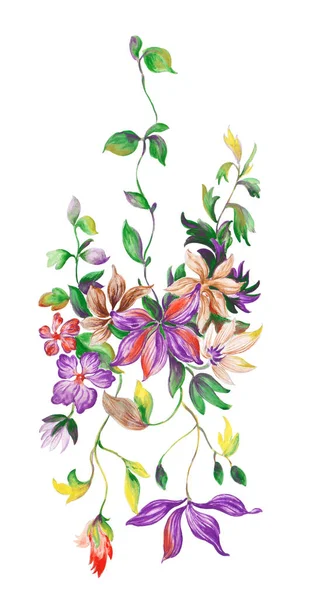 Krásná Umělecká Větev Květin Bílém Pozadí — Stock fotografie