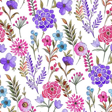 Suluboya renksiz çiçek deseni