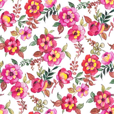 Suluboya renksiz çiçek deseni