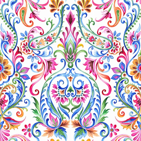Kwiaciarna Paisley Pattern Watercolor — Zdjęcie stockowe