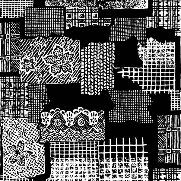 Ručně Kreslené Černé Bílé Textury Grunge Vzory — Stock fotografie