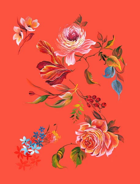 Primavera flores de design têxtil — Vetor de Stock