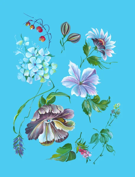Wiosna włókienniczych projektowania kwiaty — Wektor stockowy