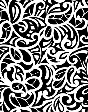 paisley kalın siyah ve beyaz