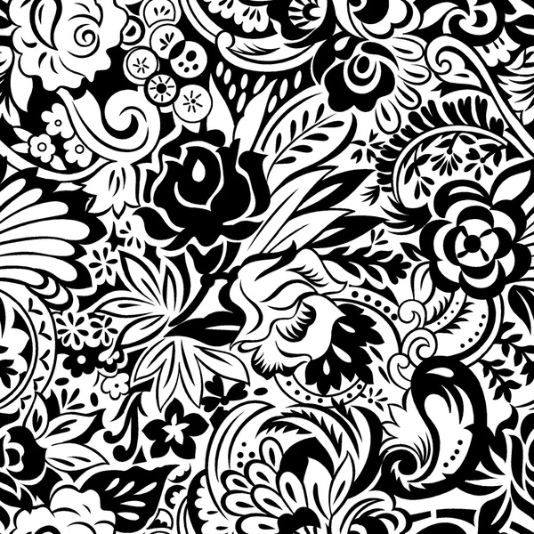黑色和白色粗体佩斯利艺术作品 — 图库矢量图片