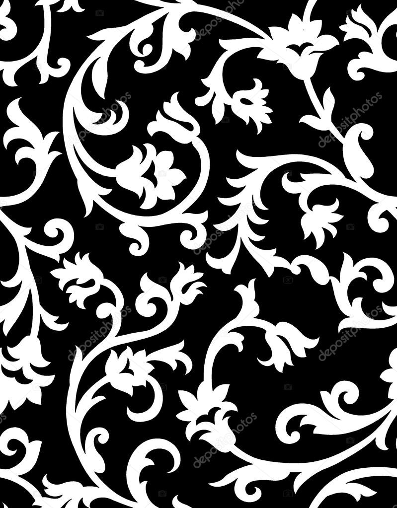 b and w seamless floral rytham