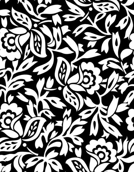원활한 검은색과 흰색 꽃 벽지 — 스톡 벡터