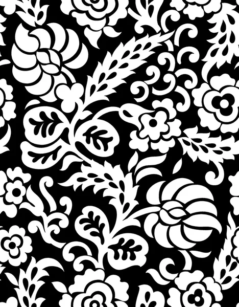 Kusursuz siyah ve beyaz çiçekli desen