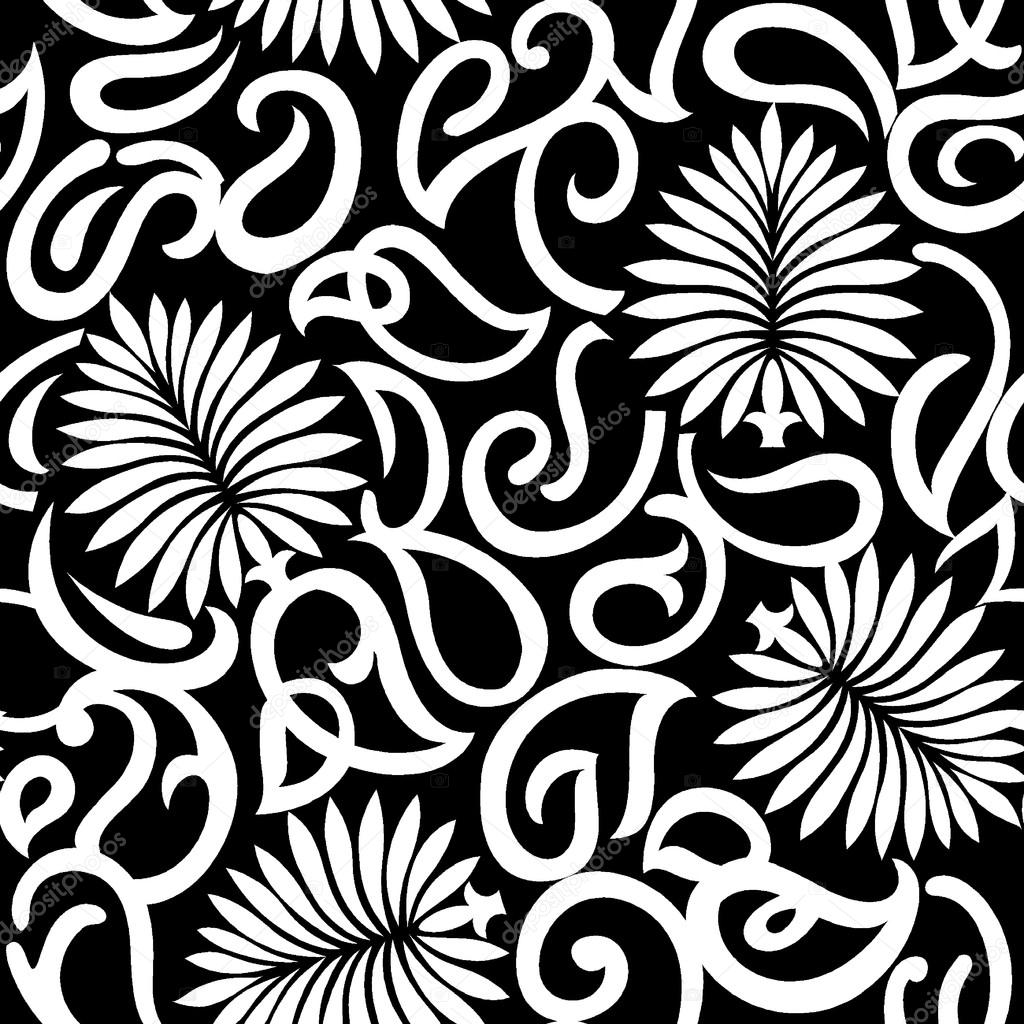 flower pattern seamless black and white