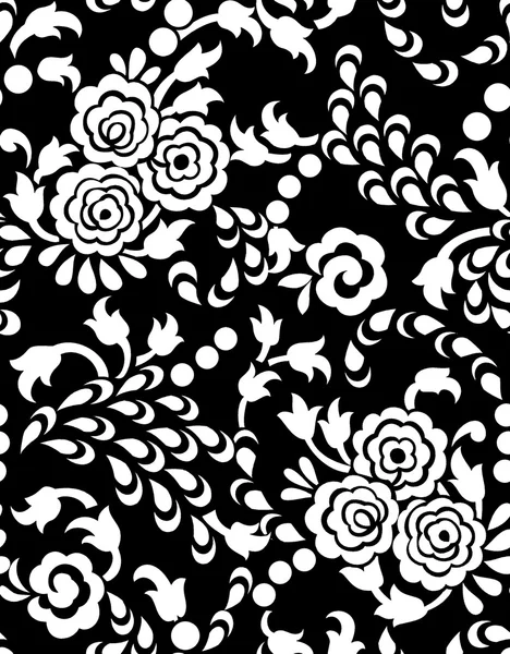 Patrón blanco y negro sin costuras con aspecto etínico — Vector de stock