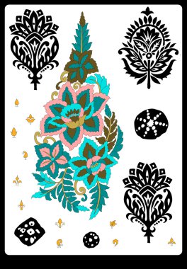 Tekstil motifi Sanat çalışması ile desenli ve çiçek