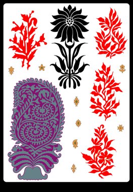 Tekstil motifi Sanat çalışması ile desenli ve çiçek