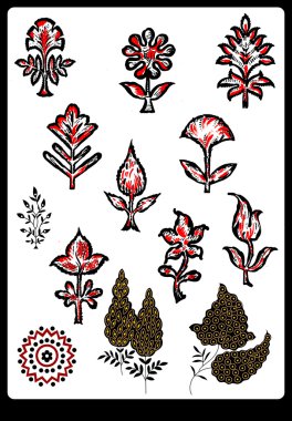 Tekstil motifi Sanat çalışması ile desenli ve çiçek