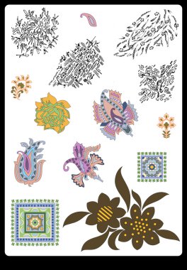 Tekstil motifi Sanat çalışması ile desenli ve çiçek